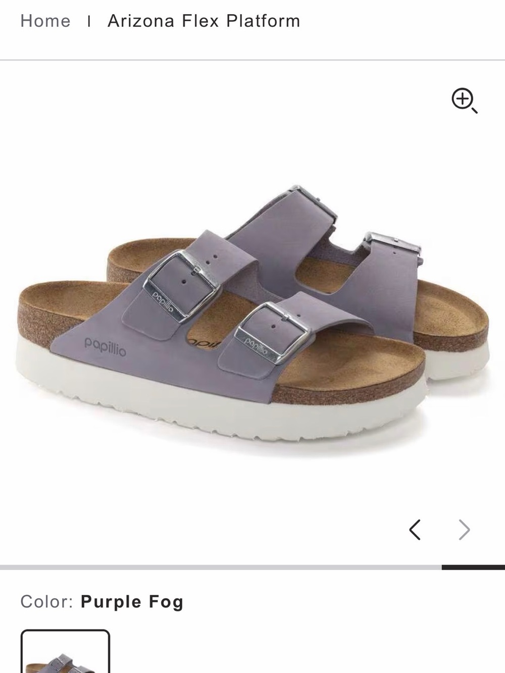 Birkenstock Papillio Arizona Flex Sandal in Purple Fog with White Sole